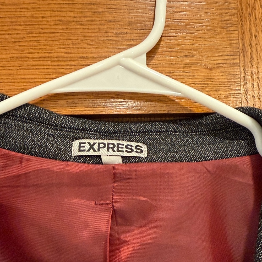 Express Gray Blazer With Red Lining - image 2